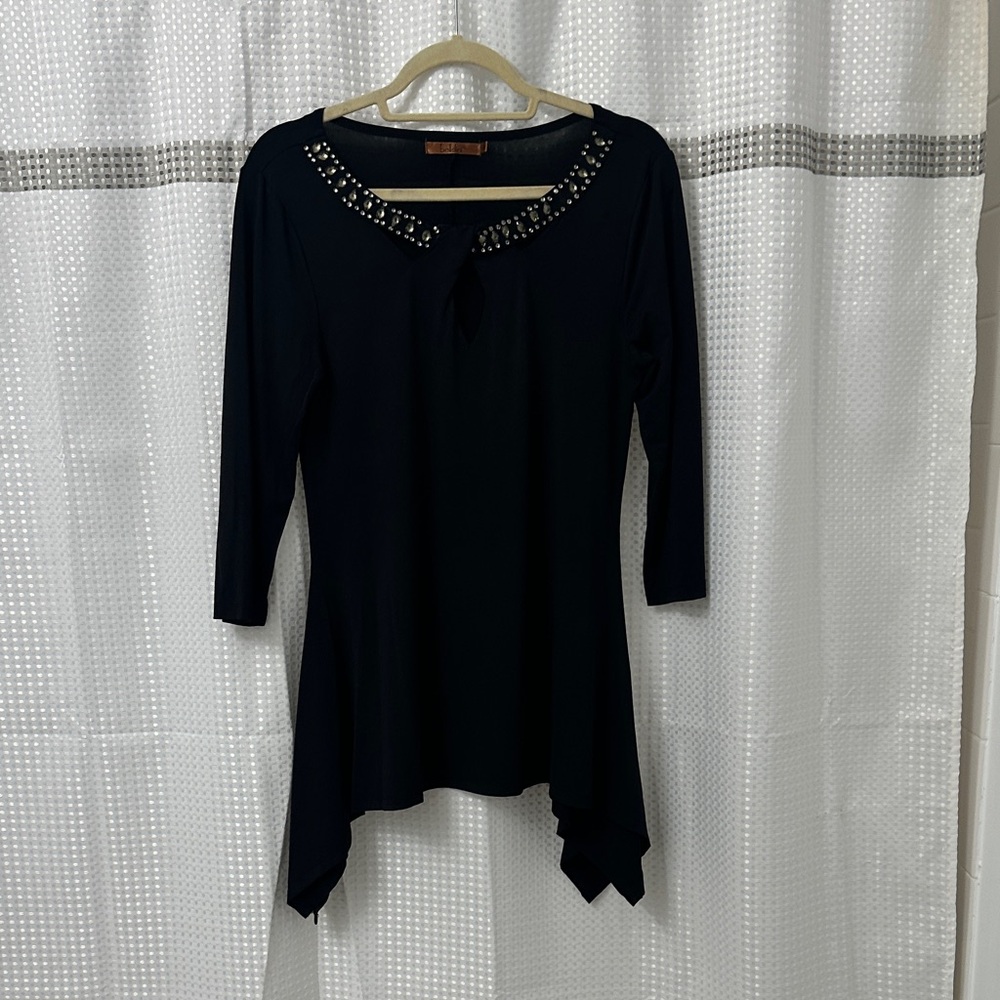 Belldini Black Studded Tunic Top